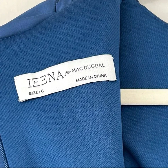 Mac Duggal Silky Pleated Maxi Dress Puff Sleeve Draped Slit Wedding Guest - Picture 10 of 12